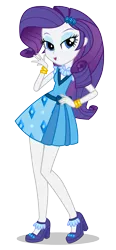 Size: 925x2000 | Tagged: dead source, safe, derpibooru import, official, rarity, equestria girls, friendship games, clothes, dress, female, hand on hip, image, lidded eyes, looking at you, open mouth, png, pose, school spirit, shoes, simple background, smiling, solo, transparent background, vector
