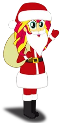 Size: 511x1024 | Tagged: artist needed, safe, derpibooru import, sunset shimmer, equestria girls, belt, boots, christmas, clothes, costume, fake beard, female, hat, holiday, image, looking at you, mittens, open mouth, png, sack, santa beard, santa claus, santa costume, santa hat, santa sack, shoes, simple background, solo, sunset santa, transparent background, vector