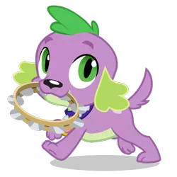 Size: 1400x1400 | Tagged: dead source, safe, derpibooru import, official, spike, dog, equestria girls, rainbow rocks, fangs, image, male, mouth hold, musical instrument, png, raised leg, simple background, smiling, solo, spike the dog, tail, tambourine, transparent background, vector, walking