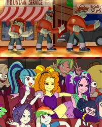 Size: 2700x3350 | Tagged: safe, artist:lemon, derpibooru import, adagio dazzle, aria blaze, fido, lemon zest, rainbow dash, rarity, rover, sci-twi, sonata dusk, spot, twilight sparkle, equestria girls, boots, breasts, charlie, charlie magne, cleavage, clothes, cute, diamond dudes, foot on face, glep, hazbin hotel, high heel boots, image, mr. frog, one eye closed, peace sign, pim, pipimi, png, pop team epic, reclining, shoes, sitting, smiling friends, sparkle, the dazzlings, thigh boots, wink, zestabetes