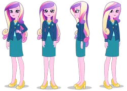 Size: 1400x1000 | Tagged: dead source, safe, derpibooru import, official, princess cadance, equestria girls, clothes, dean cadance, eyeshadow, female, front view, hand on waist, image, jacket, jewelry, lipstick, looking at you, makeup, necklace, png, shirt, shoes, side view, simple background, skirt, smiling, solo, transparent background, vector