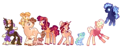 Size: 4096x1602 | Tagged: safe, artist:goldlines005, derpibooru import, oc, unofficial characters only, pegasus, pony, unicorn, base used, female, filly, flying, foal, hair over eyes, horn, image, male, mare, open mouth, pegasus oc, png, simple background, smiling, stallion, transparent background, unicorn oc, wings