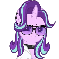 Size: 5600x5632 | Tagged: safe, artist:duskyzombie, derpibooru import, starlight glimmer, pony, unicorn, absurd resolution, aviator glasses, clothes, female, image, mare, png, simple background, smiling, smug, solo, transparent background, vest