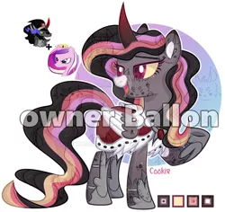 Size: 1280x1210 | Tagged: safe, artist:hoochuu, artist:lazuli0209, derpibooru import, king sombra, princess cadance, alicorn, pony, unicorn, abstract background, base used, deviantart watermark, eyelashes, female, frown, fusion, grin, hoof shoes, image, jpeg, mare, obtrusive watermark, open mouth, raised hoof, screencap reference, smiling, sombra eyes, watermark