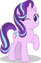 Size: 4826x7318 | Tagged: safe, artist:duskyzombie, derpibooru import, starlight glimmer, pony, unicorn, animated, cute, female, glimmerbetes, image, mare, movie accurate, one eye closed, png, simple background, smiling, solo, transparent background, vector, wink