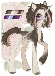 Size: 1024x1403 | Tagged: safe, artist:miioko, derpibooru import, oc, unofficial characters only, pony, unicorn, deviantart watermark, eyelashes, female, horn, image, jpeg, mare, obtrusive watermark, raised hoof, reference sheet, solo, unicorn oc, watermark