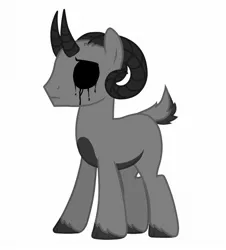 Size: 1900x2100 | Tagged: safe, artist:inarimayer, derpibooru import, oc, unofficial characters only, demon, demon pony, original species, pony, black sclera, black tears, colored hooves, horns, image, jpeg, simple background, solo, white background