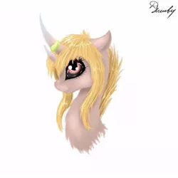 Size: 510x510 | Tagged: safe, artist:inarimayer, derpibooru import, oc, unofficial characters only, bicorn, pony, bust, eyelashes, female, horn, horn ring, image, jewelry, jpeg, mare, multiple horns, ring, signature, smiling, solo