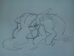 Size: 2560x1920 | Tagged: safe, artist:falses, derpibooru import, fluttershy, pegasus, pony, bed, cute, daaaaaaaaaaaw, eyes closed, feather, female, high res, image, jpeg, legs, lying down, mare, pencil drawing, simple background, sketch, sleeping, sleepy, solo, thighs, traditional art, white background, wings