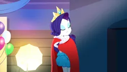 Size: 3410x1920 | Tagged: safe, derpibooru import, screencap, rarity, a photo booth story, eqg summertime shorts, equestria girls, crown, eyes closed, fall formal outfits, female, high res, image, jewelry, jpeg, regalia, sleeveless, solo