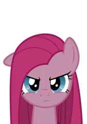 Size: 900x1273 | Tagged: dead source, safe, artist:kraysee, derpibooru import, pinkie pie, earth pony, pony, frown, full face view, image, one ear down, pinkamena diane pie, png, simple background, solo, transparent background