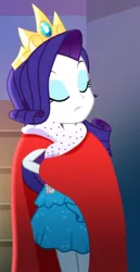 Size: 921x1778 | Tagged: safe, derpibooru import, screencap, rarity, a photo booth story, eqg summertime shorts, equestria girls, clothes, cropped, crown, fall formal outfits, image, jewelry, jpeg, regalia, robe, solo