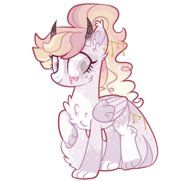 Size: 2100x2000 | Tagged: safe, artist:goldlines005, derpibooru import, oc, unofficial characters only, hybrid, pony, base used, ear fluff, eyelashes, female, horns, image, png, simple background, smiling, transparent background, wings