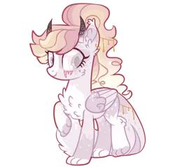 Size: 2100x2000 | Tagged: safe, artist:goldlines005, derpibooru import, oc, unofficial characters only, hybrid, pony, base used, ear fluff, eyelashes, female, horns, image, png, simple background, smiling, transparent background, wings