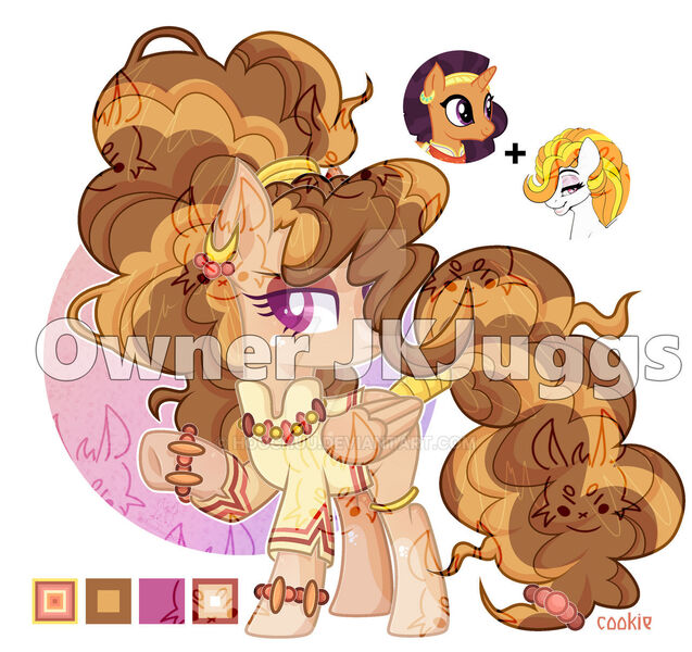 Size: 1280x1205 | Tagged: safe, artist:hoochuu, artist:lazuli0209, derpibooru import, saffron masala, oc, pegasus, pony, abstract background, base used, clothes, deviantart watermark, eyelashes, female, fusion, image, jpeg, mare, obtrusive watermark, raised hoof, smiling, watermark