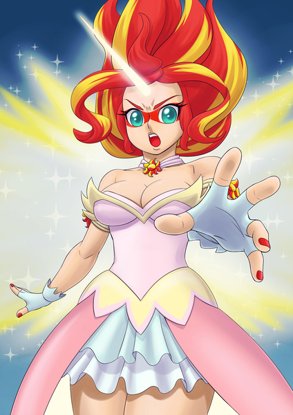 Size: 2893x4092 | Tagged: safe, alternate version, artist:brother-tico, derpibooru import, sunset shimmer, equestria girls, breasts, busty sunset shimmer, daydream shimmer, human coloration, image, jpeg, open mouth