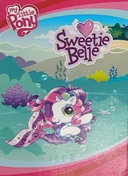 Size: 531x735 | Tagged: safe, derpibooru import, official, sweetie belle, sweetie belle (g3), mermaid, merpony, pony, unicorn, blind bag, bubble, g3, g3.5, image, jpeg, official art, palm tree, seaweed, solo, swimming, toy, tree