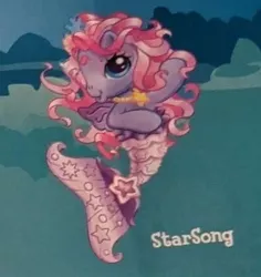 Size: 393x416 | Tagged: safe, derpibooru import, official, starsong, mermaid, merpony, pegasus, pony, g3, g3.5, image, jewelry, jpeg, long hair, lowres, name tag, necklace, official art, pose, solo, underwater