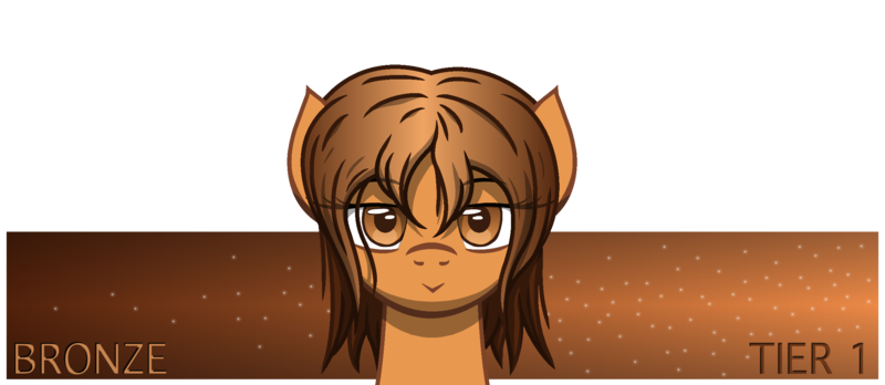 Size: 2300x1000 | Tagged: safe, artist:template93, derpibooru import, oc, oc:bronze, unofficial characters only, pony, banner, female, image, messy mane, patreon, png, simple background, smiling, solo, text, transparent background