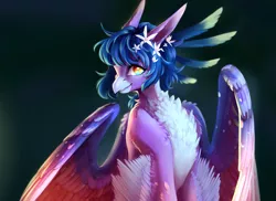 Size: 1663x1209 | Tagged: safe, artist:second-can, derpibooru import, oc, unofficial characters only, anthro, classical hippogriff, hippogriff, anthro oc, bust, hippogriff oc, image, looking at you, png, portrait, smiling, smiling at you, solo