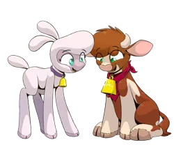 Size: 1024x905 | Tagged: safe, artist:ljdamz1119, derpibooru import, them's fightin' herds, arizona (tfh), bell, bell collar, collar, community related, cowbell, female, image, png, pom (tfh), simple background, transparent background
