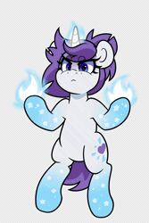 Size: 1333x2000 | Tagged: safe, artist:partylikeanartist, derpibooru import, oc, oc:indigo wire, unofficial characters only, pony, unicorn, angery, angry, animated, bipedal, eye clipping through hair, eyebrows, eyebrows visible through hair, female, fire, gif, gradient hooves, image, looking at you, moving, ponytail, simple background, solo