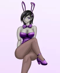 Size: 1400x1700 | Tagged: suggestive, artist:zachc, derpibooru import, octavia melody, equestria girls, bowtie, breasts, bunny ears, bunny suit, busty octavia, clothes, female, high heels, image, png, shoes, solo, stupid sexy octavia
