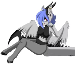 Size: 2197x1896 | Tagged: safe, artist:melodytheartpony, derpibooru import, oc, oc:melody silver, anthro, dracony, dragon, hybrid, accessories, asexual, asexual artist, clothes, doodle, fangs, female, horns, image, leggings, lipstick, personal art, piercing, png, signature, simple background, white background