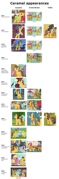 Size: 1082x3262 | Tagged: safe, derpibooru import, screencap, big macintosh, bon bon, caramel, chance-a-lot, cherry berry, creme brulee, gabby, linky, lucky clover, lyra heartstrings, sassaflash, shoeshine, sunshower raindrops, sweetie drops, toffee, earth pony, pony, female, image, male, mare, png, stallion