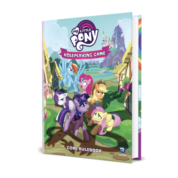 Size: 1280x1280 | Tagged: safe, derpibooru import, official, applejack, fluttershy, pinkie pie, rainbow dash, rarity, twilight sparkle, twilight sparkle (alicorn), alicorn, earth pony, pegasus, pony, unicorn, angry, book, book cover, canterlot, cover, female, flying, image, irl, looking up, mane six, mare, merchandise, my little pony roleplaying game, narrowed eyes, offscreen character, pen and paper rpg, photo, png, ponyville, renegade game studios, rpg, scared, shadow, simple background, transparent background