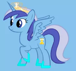 Size: 1888x1764 | Tagged: safe, derpibooru import, minuette, alicorn, pony, alicornified, female, hoof shoes, hourglass, image, jewelry, mare, minuetticorn, png, race swap, raised hoof, simple background, solo, spread wings, tiara, wings