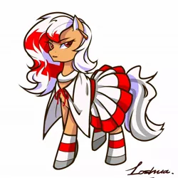 Size: 1080x1080 | Tagged: safe, derpibooru import, oc, oc:los hua, earth pony, pony, cloak, clothes, dress, image, jpeg, simple background, socks, solo, white background