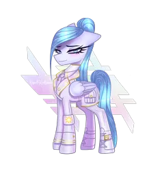 Size: 2880x3040 | Tagged: safe, artist:opal_radiance, derpibooru import, oc, pegasus, pony, blue, clothes, eye, eyes, hair, image, military, png, sleepy, solarist, solo, suit, white