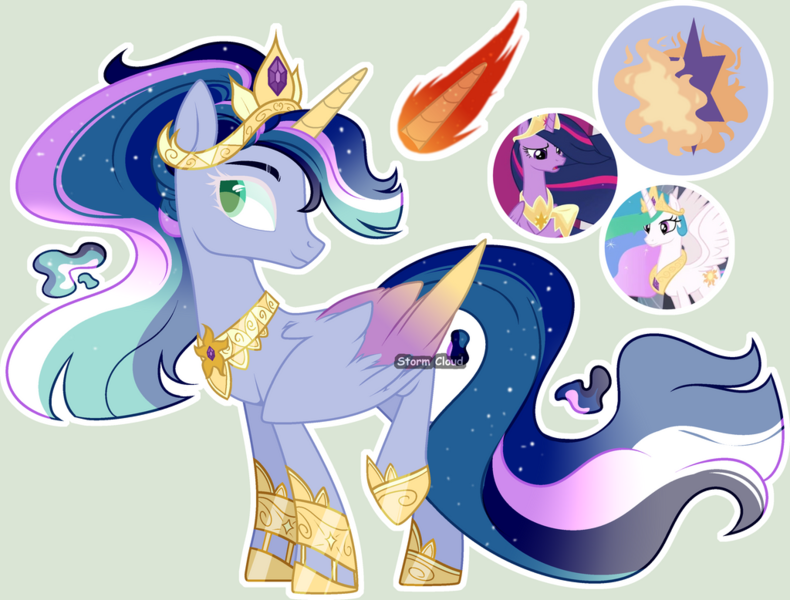 Size: 1024x778 | Tagged: safe, artist:dinkydoolove, derpibooru import, princess celestia, princess twilight 2.0, twilight sparkle, twilight sparkle (alicorn), alicorn, pony, the last problem, base used, ethereal mane, female, image, jewelry, magical lesbian spawn, mare, offspring, older, older twilight, parent:princess celestia, parent:twilight sparkle, parents:twilestia, peytral, png, screencap reference, smiling, starry mane, tiara