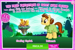 Size: 1023x682 | Tagged: safe, derpibooru import, official, butternut, earth pony, pony, advertisement, bags under eyes, costs real money, female, gameloft, green, holiday, hooves, image, mare, png, saint patrick's day, smiling, solo, standing