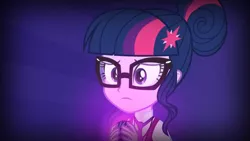 Size: 3410x1920 | Tagged: safe, derpibooru import, screencap, sci-twi, twilight sparkle, equestria girls, friendship games, female, glasses, high res, image, jpeg, magic capture device, solo, unleash the magic