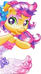 Size: 164x296 | Tagged: safe, derpibooru import, official, scootaloo, scootaloo (g3), earth pony, mermaid, merpony, pony, accessories, box art, bubble, cropped, eyeshadow, fish tail, g3, g3.5, image, jewelry, makeup, mermaid tail, necklace, official art, pink eyeshadow, png, ponytail, simple background, solo, tail, transparent background, vector, wingding eyes