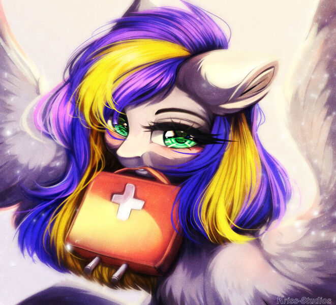 Size: 1024x929 | Tagged: safe, artist:krissstudios, derpibooru import, oc, oc:eagle fly, pegasus, pony, female, image, jpeg, mare, medic, pegasus oc, wings