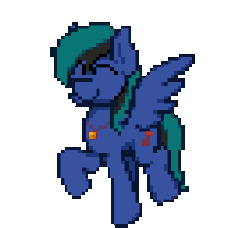 Size: 256x256 | Tagged: safe, artist:bitassembly, derpibooru import, oc, oc:ender, pegasus, pony, 8-bit, bouncing, cute, gif, happy, image, jewelry, jumping, male, necklace, pegasus oc, smiling, solo, stallion, tapping, wings