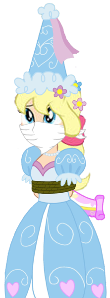 Size: 514x1387 | Tagged: safe, artist:boogeyboy1, derpibooru import, edit, edited edit, vector edit, megan williams, human, equestria girls, cloth gag, clothes, damsel in distress, distressed, dress, froufrou glittery lacy outfit, gag, help, help me, image, png, princess, princess hat, sad, scared, tied hair, tied up, vector, worried