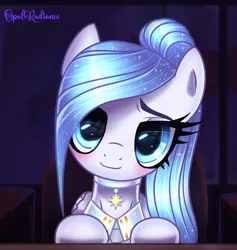 Size: 2880x3040 | Tagged: safe, artist:opal_radiance, derpibooru import, opalescence, oc, oc:opal rosamond, pegasus, pony, blue, cute, gaze, image, png, rosamond, solo, stare, white