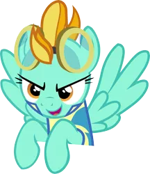 Size: 6000x6930 | Tagged: safe, artist:wanderzinho, derpibooru import, lightning dust, pegasus, pony, absurd resolution, clothes, image, looking at you, png, simple background, solo, spread wings, transparent background, uniform, vector, wings, wonderbolt trainee uniform