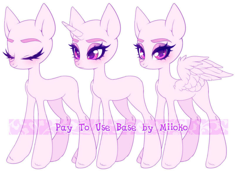 Size: 1024x756 | Tagged: safe, artist:miioko, derpibooru import, oc, unofficial characters only, earth pony, pegasus, pony, unicorn, base, deviantart watermark, earth pony oc, eyelashes, eyes closed, horn, image, jpeg, obtrusive watermark, pegasus oc, simple background, unicorn oc, watermark, white background, wings