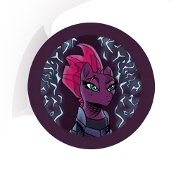 Size: 2000x2000 | Tagged: safe, artist:heatherberserker, derpibooru import, tempest shadow, pony, unicorn, armor, broken horn, bust, eye scar, female, frown, horn, image, mare, png, scar, simple background, solo, transparent background