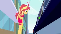 Size: 3410x1920 | Tagged: safe, artist:lukasz, edit, edited screencap, screencap, sunset shimmer, human, driving miss shimmer, equestria girls, equestria girls series, animal costume, bunny costume, bunny ears, bunny suit, car, clothes, costume, driving miss shimmer: rarity, female, garter, image, implied rarity, limousine, money, png, sex toy, solo, vibrator
