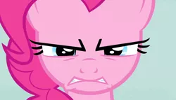 Size: 1258x720 | Tagged: safe, derpibooru import, screencap, pinkie pie, earth pony, pony, season 5, the cutie map, close-up, image, looking at you, narrowed eyes, pinkie pie is not amused, png, solo, unamused