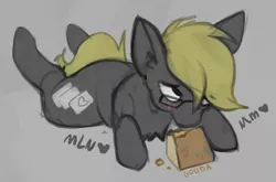 Size: 1006x664 | Tagged: safe, artist:marsminer, derpibooru import, oc, oc:trestle, pony, blushing, cheese, eating, food, image, mold, png