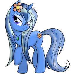Size: 1500x1500 | Tagged: safe, artist:mentitakirby, derpibooru import, oc, oc:petunia, unofficial characters only, pony, unicorn, base used, eyeshadow, female, flower, flower in hair, happy tree friends, horn, image, looking back, makeup, mare, png, simple background, solo, transparent background, unicorn oc, wet, wet mane