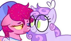 Size: 713x413 | Tagged: safe, artist:moonlightdisney5, artist:rubyg242, derpibooru import, oc, oc:hush puppy, oc:riffraff, earth pony, unicorn, base used, collaboration, double chin, fluffy, food, glasses, image, png, sprinkles