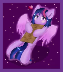 Size: 1600x1829 | Tagged: safe, artist:nihithebrony, derpibooru import, oc, oc:summer, unofficial characters only, pegasus, pony, chocolate, female, food, heart, image, pegasus oc, png, solo, wings